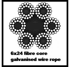 8mm 6x24 Galvanised Wire Rope